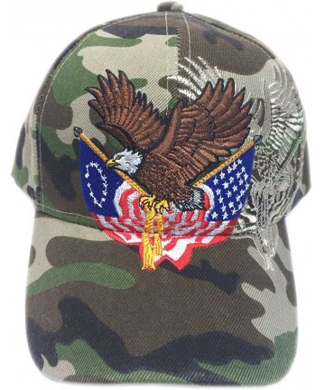 Baseball Caps Patriotic Embroidered American Eagle Clutching Double Flags Baseball Cap (Green Camo) - C412CKFD8J9 $20.71