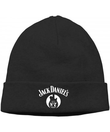 Skullies & Beanies Mens & Womens Jack Daniels Logo Skull Beanie Hats Winter Knitted Caps Soft Warm Ski Hat Black - Black - C2...