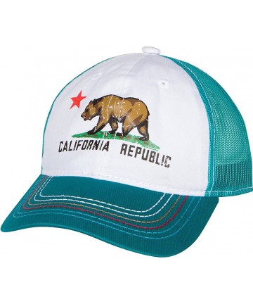 Baseball Caps California Republic Screen Print Trucker Hat - Teal - CV12NS06SI8 $30.94