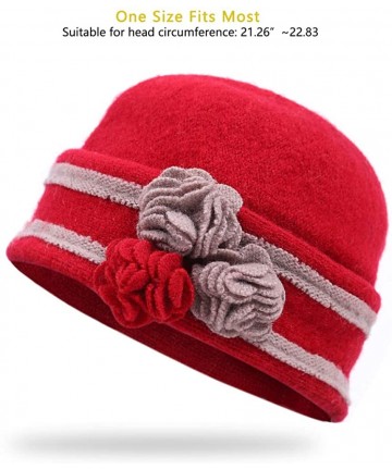 Bucket Hats Womens Bucket Hat for Winter 100% Wool Chemo Cap for Cancer Patient C021 - C022-red - C918ASN6RGA $22.67
