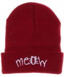 Skullies & Beanies Women Teen Girls Cute 'Meow' Letter Print Knit Warm Hat Slouchy Beanie Cap - Red - CY188O8EM4D $14.06