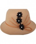 Bucket Hats Womens Flower Sun Hat Wool Felt Bucket Hat - Khaki - CZ12N5M332E $16.75