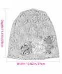 Skullies & Beanies Women's Lace Flower Slouchy Baggy Skullies Cap Chemo Beanie Cancer Hat - Khaki - C618EKGLW9U $13.71