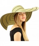Sun Hats Summer Elegant Derby Big Super Wide Brim 8" Brim Floppy Sun Beach Dress Hat - Striped Lurex Natural - CI195IOQAYH $4...