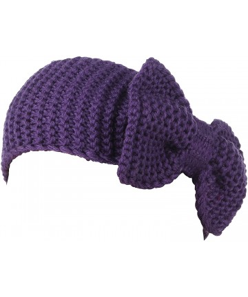 Headbands Women's Crochet Big Bow Knitted Winter Headband 2 - Purple - CR1870GQ567 $12.39