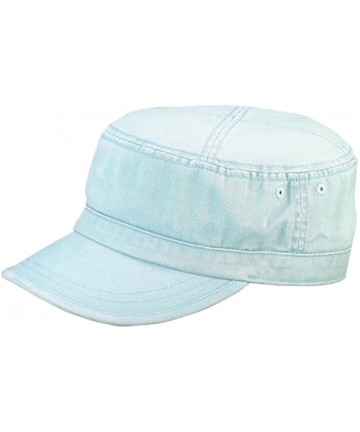 Baseball Caps Wholesale Enzyme Washed Cotton Army Cadet Castro Hats (Light Blue) - 20772 One Size - CQ11O944LSH $13.26