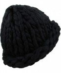 Skullies & Beanies Women's Winter Warm Thick Oversize Cable Knitted Beaine Hat with Pom Pom - (7020) Black - CO187I88SLE $14.51