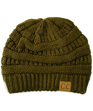 Skullies & Beanies Trendy Warm Chunky Soft Stretch Cable Knit Beanie and Gloves Set - New Olive - CP12NSGYJFN $33.27