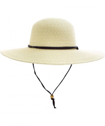 Sun Hats Women's Classic UPF 50+ Wide Brim Summer Straw Sun Hat - Ivory - CF18CAIGAYL $29.79