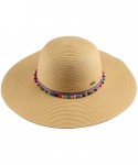 Sun Hats Women's Pom Tassel Packable Adjustable Straw Beach Floppy Sun Hat - Natural W/Multicolored Poms - CS18EG8ADWK $27.71
