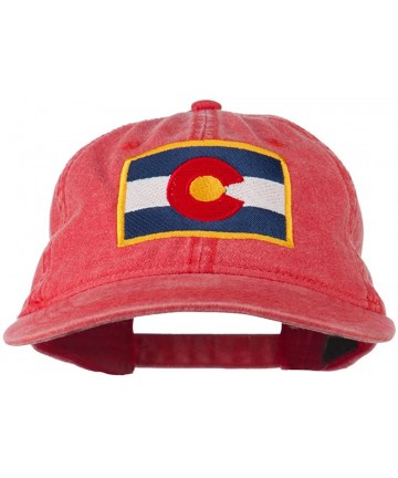 Baseball Caps Colorado State Flag Embroidered Washed Buckle Cap - Red - CY11Q3SYCOZ $31.28