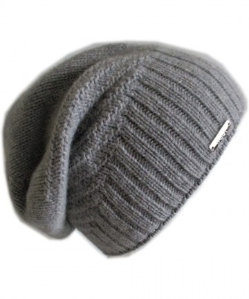 Skullies & Beanies Slouchy Cashmere Hat Lined with Fleece Band - Grey - CH18ESS2ZIN $56.28