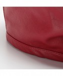 Berets Women's Adjustable PU Leather Beret Hat - Red - CY188AX7H8S $17.28