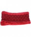 Cold Weather Headbands Womens Chic Cold Weather Enhanced Warm Fleece Lined Crochet Knit Stretchy Fit - Glitter Red - CS18M6XC...