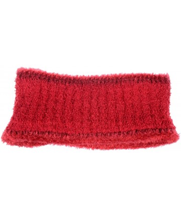 Cold Weather Headbands Womens Chic Cold Weather Enhanced Warm Fleece Lined Crochet Knit Stretchy Fit - Glitter Red - CS18M6XC...