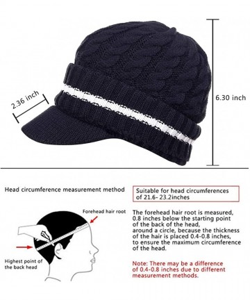 Skullies & Beanies Winter Visor Knit Hat Warm Beanie for Men Fleece Lined Skull Cap B321 - Black - CU18YZSHTQ5 $12.58