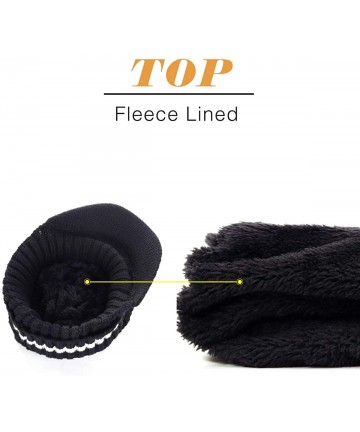 Skullies & Beanies Winter Visor Knit Hat Warm Beanie for Men Fleece Lined Skull Cap B321 - Black - CU18YZSHTQ5 $12.58