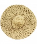 Skullies & Beanies Thick Crochet Knit Pom Pom Beret Winter Ski Hat - Beige - C411QCV3NU7 $12.93