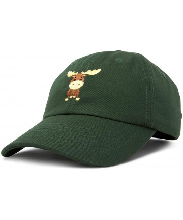 Baseball Caps Cute Moose Hat Baseball Cap - Dark Green - CS18LZ6X58O $20.20