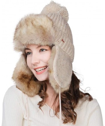 Bomber Hats Womens Winter Trapper Hats Faux Fur Earflap Hunting Hat for Outdoor Ski Snow Cold Weather Warm Fleece Lined - CR1...