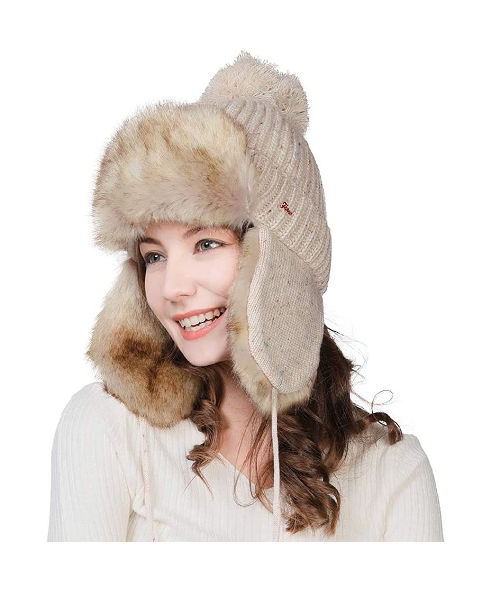 Bomber Hats Womens Winter Trapper Hats Faux Fur Earflap Hunting Hat for Outdoor Ski Snow Cold Weather Warm Fleece Lined - CR1...