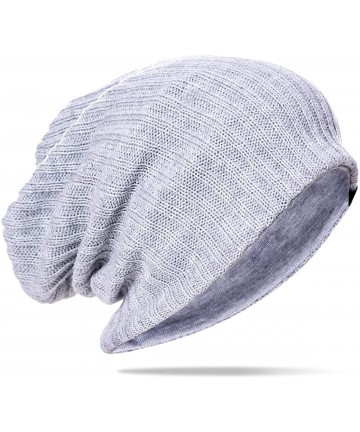 Skullies & Beanies Large Beanie for Men Winter Oversized Knit Cap Womens Slouchy Hat B309 - Light Gray - C318Z8WCQN7 $14.07