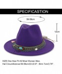 Fedoras Men Women Vintage Felt Fedora Hat Wide Brim Panama Hats with Buckle - Purple - CN196A94TX3 $20.86