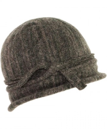 Bucket Hats Marled Lambs Wool Cloche Hat- Thin Slouch Rolled Brim Bucket Cap w/Bowknot - Olive - C01805TE0IZ $15.93