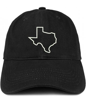 Baseball Caps Texas State Outline Embroidered Brushed Cotton Dad Hat Cap - Black - C5185HRKNDQ $22.14