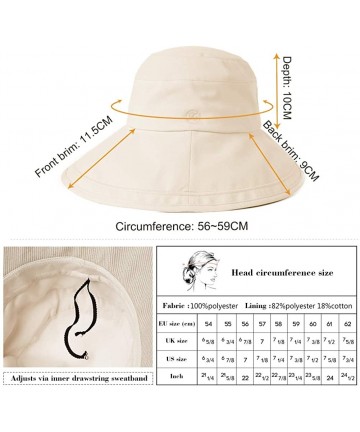 Sun Hats Womens UPF50+ Summer Sunhat Bucket Packable Wide Brim Hats w/Chin Cord - 00021_black - CB18RZTZK8C $27.44