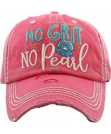 Baseball Caps KBETHOS No Grit Not Pearl Ladies Vintage Distressed Stitch Baseball Cap Hat - Hot Pink - CO18ZUOARU4 $34.82
