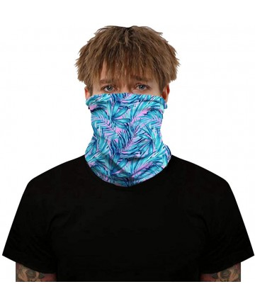 Balaclavas Bandana Face Mask Neck Gaiter- Dust Wind UV Protection Vivid 3D Mouth Cover for Women Men - Blue Leaf - CC199S3OMW...