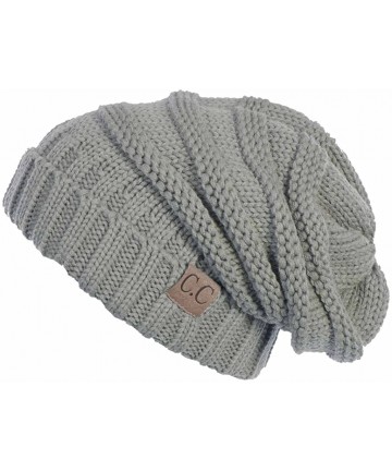 Skullies & Beanies Trendy Warm Oversized Chunky Soft Cable Knit Slouchy - Natural Grey - CF1270MU8XB $16.22