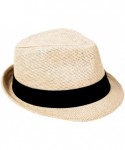 Fedoras Men/Women Outdoors Summer Short Brim Straw Fedora Sun Hat - Natural - C718D33U9EL $21.86