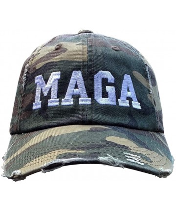 Baseball Caps MAGA Hat - Trump Cap - Camo Ripped Distressed Maga/White - CH18YR6KHGD $23.61