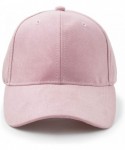 Baseball Caps Suede Baseball Cap- Unisex Faux Suede Leather Classic Adjustable Plain Hat Baseball Cap - Pink - CU182XN6ZSY $1...