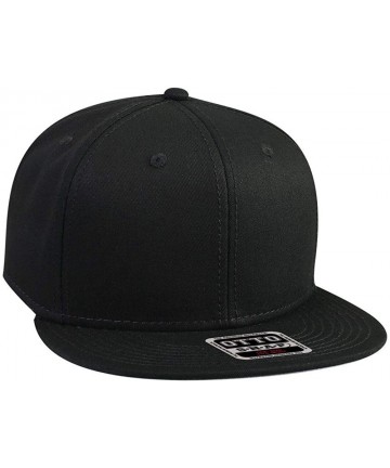 Baseball Caps SNAP Cotton Twill Round Flat Visor 6 Panel Pro Style Snapback Hat - Black - CN12FN5VXHR $18.19