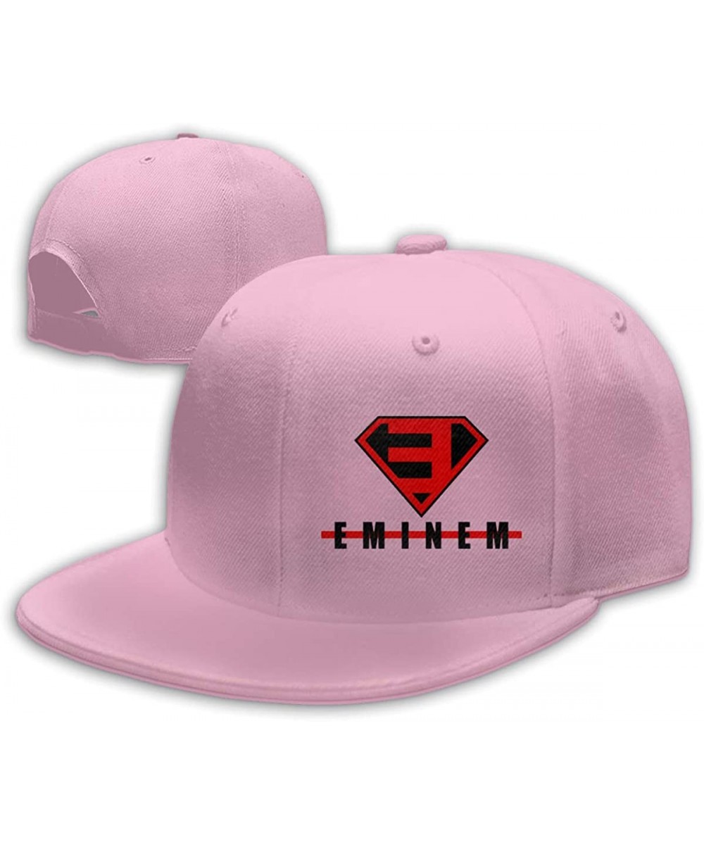 Baseball Caps Unisex Eminem Baseball Cap Flat Bill Hip Hop Hats Adjustable Snapback - Pink - C318YY6QAQI $14.17
