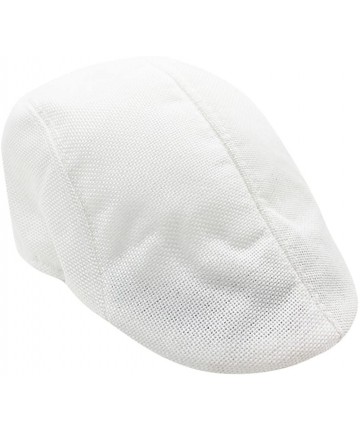 Skullies & Beanies Men Summer Visor Hat Sun Hat Mesh Running Sport Casual Breathable Beret Flat Cap - White - CD18HXUUKKK $13.92