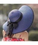 Sun Hats Sunhat for Women -Elegant Big Brim Straw Hat Sunshade Floppy Wide Brim Hats Latest Bowknot Folding Beach Cap - CW18O...
