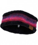 Cold Weather Headbands Women's Multicolored Stretchy Knit Black Sherpa Lined Ear Warmer Headband - Rust Mix - CV18IZHNXS7 $20.31