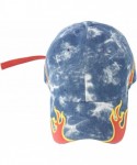 Baseball Caps Hot Red Flame Effect Long Strap Racing BIker Ball Cap Baseball Hat Truckers - Denim - CY182GZRD20 $26.42