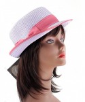 Bucket Hats Stylish Flat Top Paper Woven Porkpie Bucket Hat w/Solid Color Bow - Lavender - CC11LKLGCLL $19.28