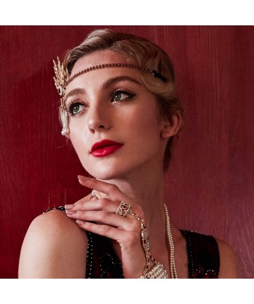Headbands Flapper Headband Bling Rhinestone Pearl Wedding Headpiece 1920s Gatsby Themes Party Accessoires - CB18Z3ALKQ5 $17.95
