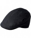 Newsboy Caps Wax Flat Cap - Navy - CO18IH679R0 $33.24
