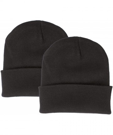 Skullies & Beanies 2 Pack Made in USA Thick Beanie Cuff Premium Headwear Winter Hat - Black & Black - CO189K8OZ2Y $26.51