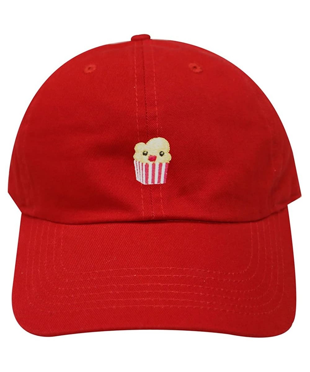 Baseball Caps Cute Popcorn Cotton Baseball Dad Cap - Red - C6182YKW6A2 $15.49