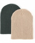 Skullies & Beanies Men Women Winter Warm Beanie Soft Slouchy Knit Hat 2 Pack - Brown and Forest Green - C8194R62XOX $16.15