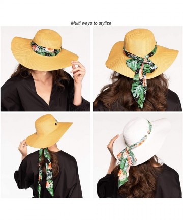 Sun Hats Pull Through Sash Scarf Eyelets Straw Hat Floppy Foldable Roll up Beach Travel Sun Hat (ST-2026-3017-20) - CY194RT7S...