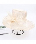 Sun Hats Holiday Beach Hat Ladies Bridal Tea Party Wedding Visor Seaside Sun Hat Summer Organza Church Fascinator Hat - C918T...